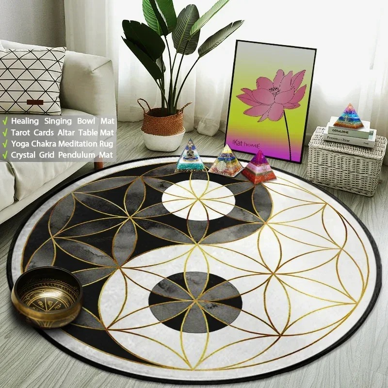 Yin Yang Taiji Round Rug Flowe - đánh giá và giá Yoga Fitness Model